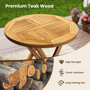 Patio Teak Wood Dining Table with Slatted Tabletop and Sturdy X-Shaped Frame view 6