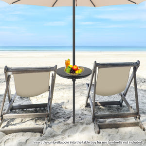 Patio Umbrella Table Tray Adjustable with Umbrella Poles-Black view 3