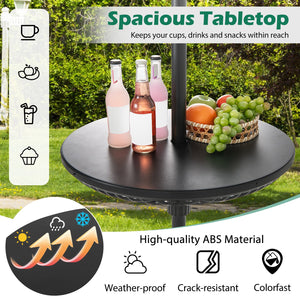 Patio Umbrella Table Tray Adjustable with Umbrella Poles-Black view 6