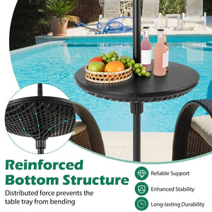 Patio Umbrella Table Tray Adjustable with Umbrella Poles-Black view 7