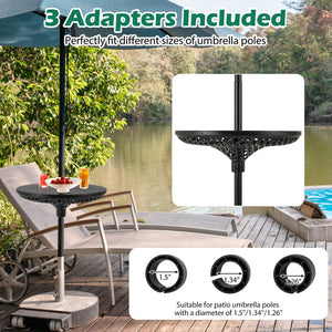Patio Umbrella Table Tray Adjustable with Umbrella Poles-Black view 8