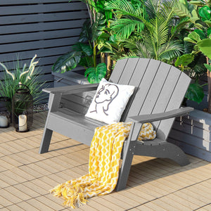 HDPE Patio Adirondack Chair for Porch Garden Backyard-Gray view 2