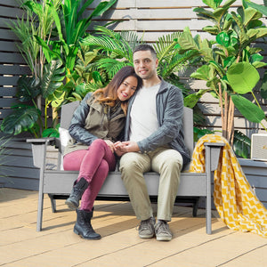 HDPE Patio Adirondack Chair for Porch Garden Backyard-Gray view 3