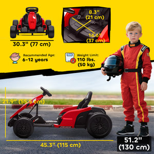 Qaba 24V Electric Go Kart with Dual 150W Motors, Adjustable Seat & 11.2MPH High Speed, Slow Start, 5-Point Harness