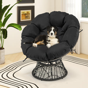 PE Wicker Papasan Chair with Thick and Removable Cushion-Black view 3