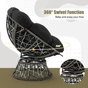 PE Wicker Papasan Chair with Thick and Removable Cushion-Black view 5