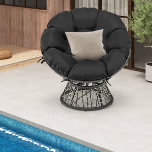 PE Wicker Papasan Chair with Thick and Removable Cushion-Black view 6