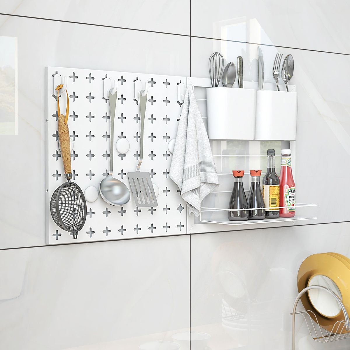 Pegboard Combination Kit Combination Wall Organizer with Magnets and Hooks view 2