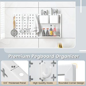 Pegboard Combination Kit Combination Wall Organizer with Magnets and Hooks view 9