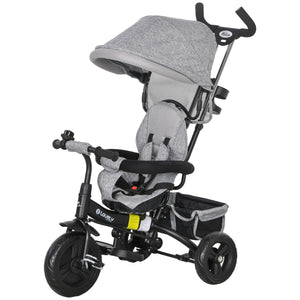 Qaba 6 in 1 Toddler Tricycle Stroller with Basket, Canopy, 5-point Safety Harness, for 12-60 Months