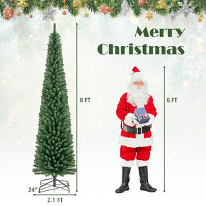Pencil Christmas Tree with Memory Wire Branch Tips and Warm, LED Lights-8FT view 5