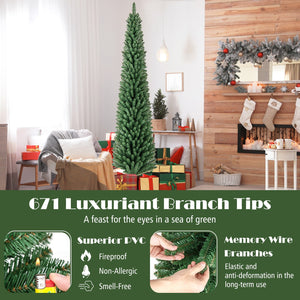 Pencil Christmas Tree with Memory Wire Branch Tips and Warm, LED Lights-8FT view 6