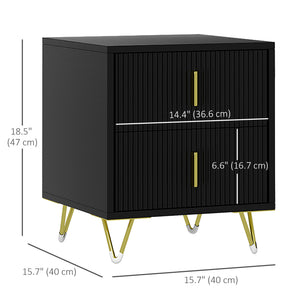 Bedside Table, Modern Nightstand with 2 Drawers, Side End Table with Metal Legs for Living Room, Bedroom – view 9