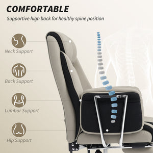 Reclining Office Chair, Overstuffed Executive Desk Chair with High Back, PU Leather, Footrest – view 10