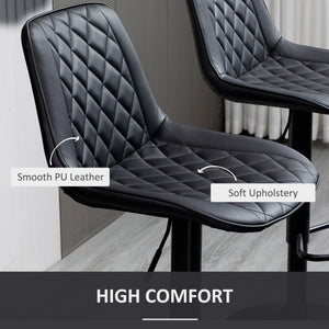Bar Stools Set of 2, Swivel Counter Height Barstools with Back, Footrest, Adjustable Height, Black – view 6