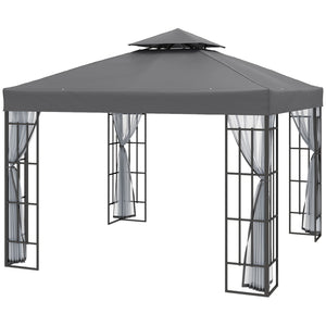 10'x10' Garden Gazebo Patio Canopy Portable Party Event Backyard w/ Mosquito Netting Coffee – view 8