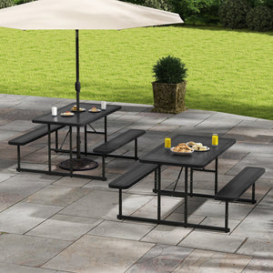 Picnic Table Bench Set for 2-4 People Outdoor Rectangular Camping Dining Table-Black view 3