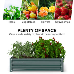 4' x 4' x 1' Raised Garden Bed Galvanized Steel Planter Box for Vegetables, Flowers, Herbs, Green