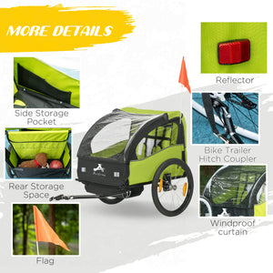 Aosom 2 Seat Bike Trailer for Kids, Baby Stroller with Storage Bag, 5 Point Harness, Bicycle Trailer with 20" Wheels