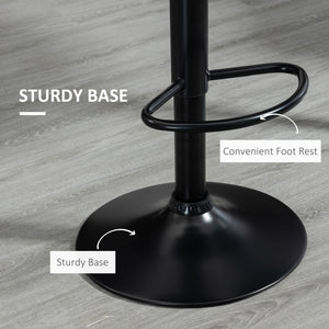 Bar Stools Set of 2, Adjustable Height Swivel Bar Chairs, Linen-feel Fabric Upholstered Kitchen Counter Stools with Wide Seat, Back and Footrest, Black