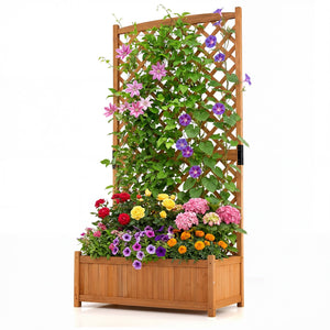 Planter Raised Bed with Trellis for Plant Flower Climbing-Orange