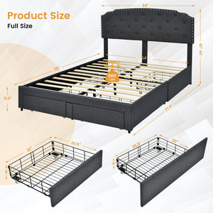 Platform Bed Frame with Adjustable Headboard and 4 Storage Drawers view 4
