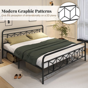 Platform Bed with High Headboard and Snap Lock Metal Slats-King Size view 7