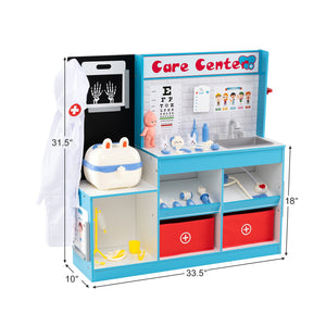 Play Doctor's Office Wood Medical Center Toy Set with Examine Region-Blue view 5