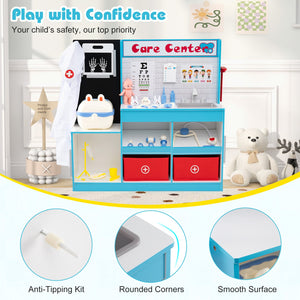 Play Doctor's Office Wood Medical Center Toy Set with Examine Region-Blue view 9
