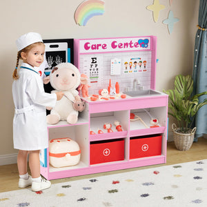 Play Doctor's Office Wood Medical Center Toy Set with Examine Region-Pink view 2