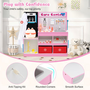 Play Doctor's Office Wood Medical Center Toy Set with Examine Region-Pink view 9