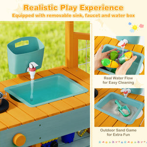 Play Kitchen for Kids Wooden Toy Kitchen Playset Pretend Mud Kitchen-Yellow view 6