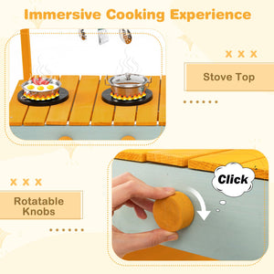 Play Kitchen for Kids Wooden Toy Kitchen Playset Pretend Mud Kitchen-Yellow view 8
