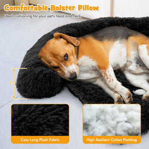 Plush Calming Dog Couch Bed with Anti-Slip Bottom-M view 5