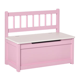 Qaba 2-in-1 Kids Toy Box Storage Organizer Chest Cabinet Chunk Cube with Safety Pneumatic Rod, Pink