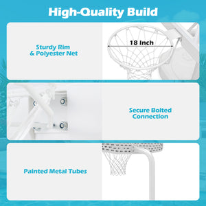 Pool Basketball Hoop Set with 2 Balls and Pump for Water Games-White view 8