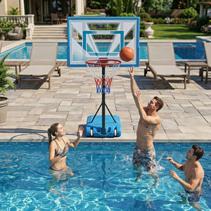 Pool Basketball Hoop with 3-Level Adjustable Height and Weighted Base view 5