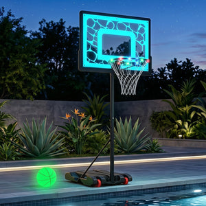 Pool Basketball Hoop with LED for Driveway Poolside Night Training view 2