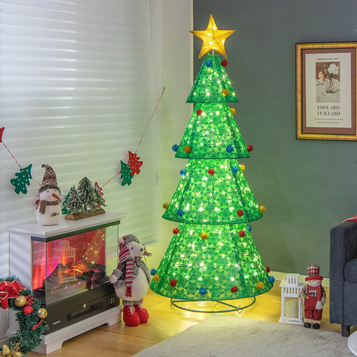 Pop-Up Christmas Tree with 200 Warm White LED Lights view 2