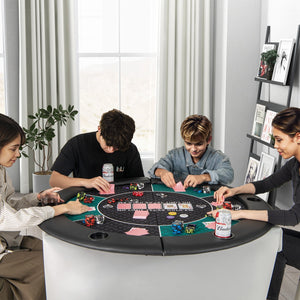 Portable 48 Inch 6-Player Foldable Poker Table Top Round Game Mat-Green view 2