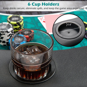 Portable 48 Inch 6-Player Foldable Poker Table Top Round Game Mat-Green view 6