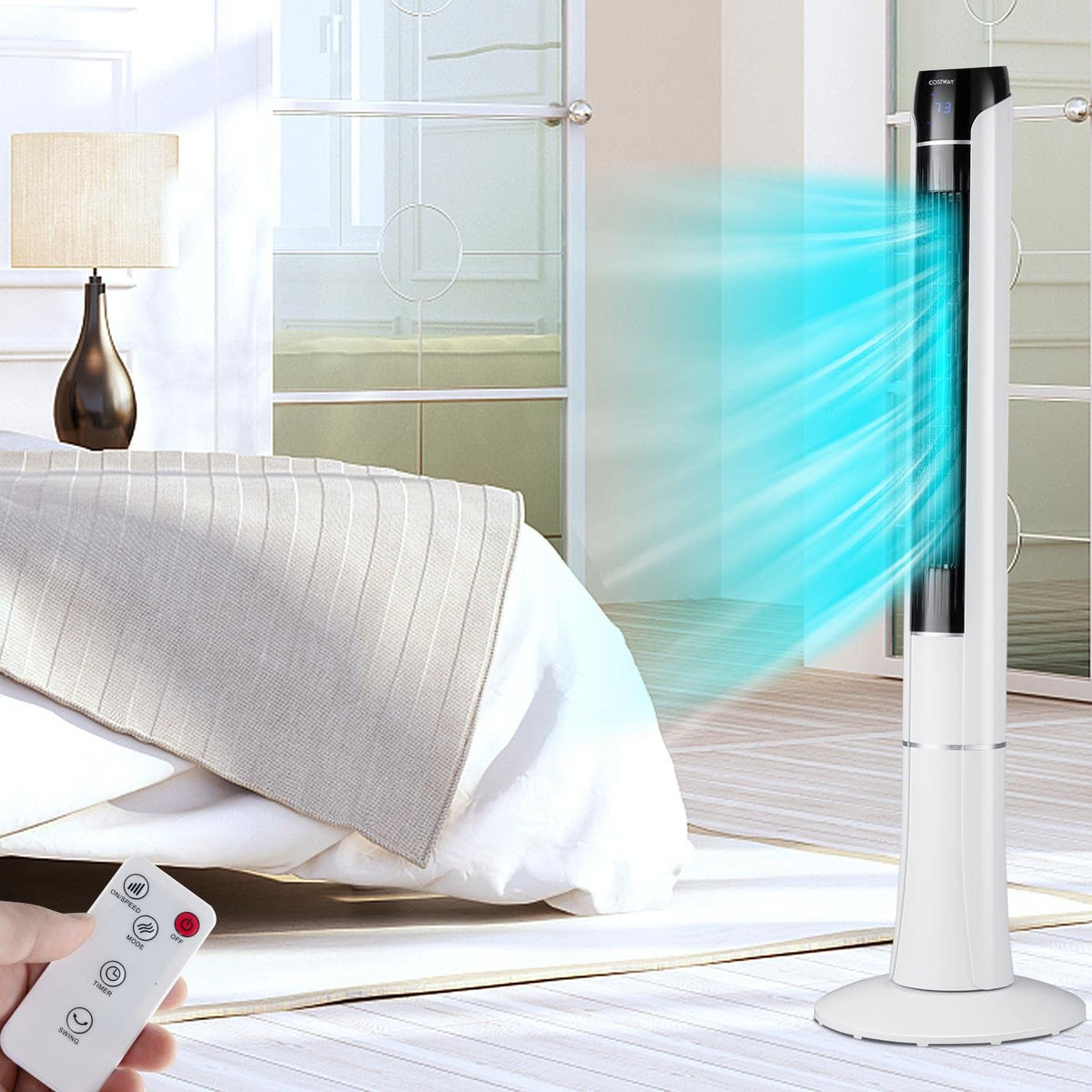 Portable 48 Inches Tower Fan with Remote Control-White view 2