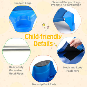 Portable 6 Pack Stackable Daycare Cots Sleeping Bed for Kids 52 Inch-Blue view 8