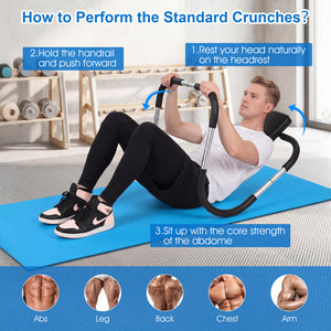 Portable AB Trainer with Headrest and Foam Handle for Office Home Gym-Silver view 8