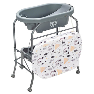Portable Baby Changing Table with Storage Basket and Shelves-Gray view 4