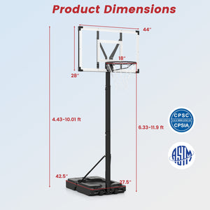 Portable Basketball Hoop with 4.43-10 Ft Adjustable Height view 5