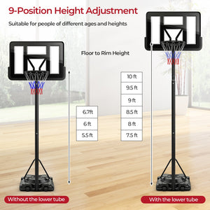Portable Basketball Hoop with 9-Position Adjustable Height view 6