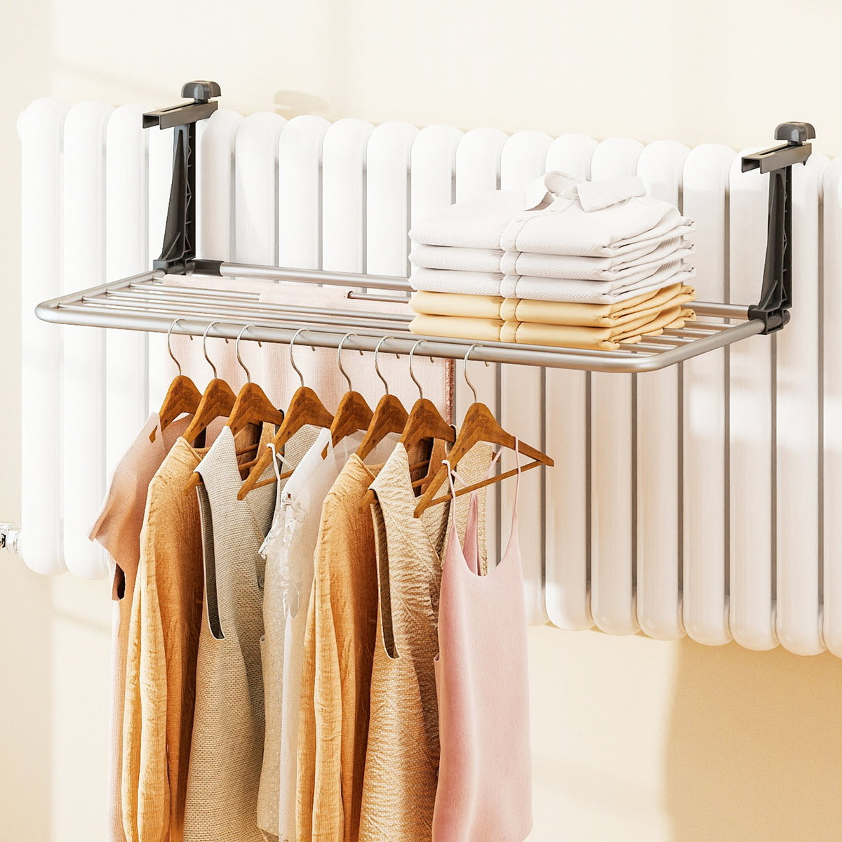 Portable Clothes Drying Rack Aluminum Towel Rack with Adjustable and Foldable Brackets view 2