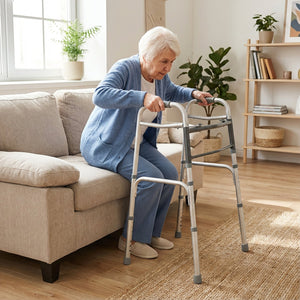 2-Button Folding Walker Lightweight with 7-Level Adjustable Height view 10