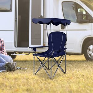 Portable Folding Beach Canopy Chair with Cup Holders-Blue view 2